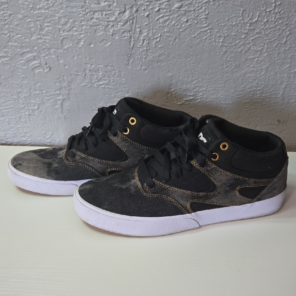 DC Black and Gold Sneakers Mid-Top Skate Style Josh Kalis Design